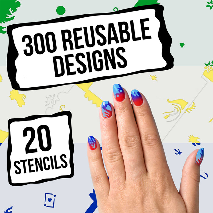 Airbrush Nail Stencils - Design Series Set # 5 Includes 20 Individual Nail Templates with 13 Designs each for a total of 260 Designs of Series #5