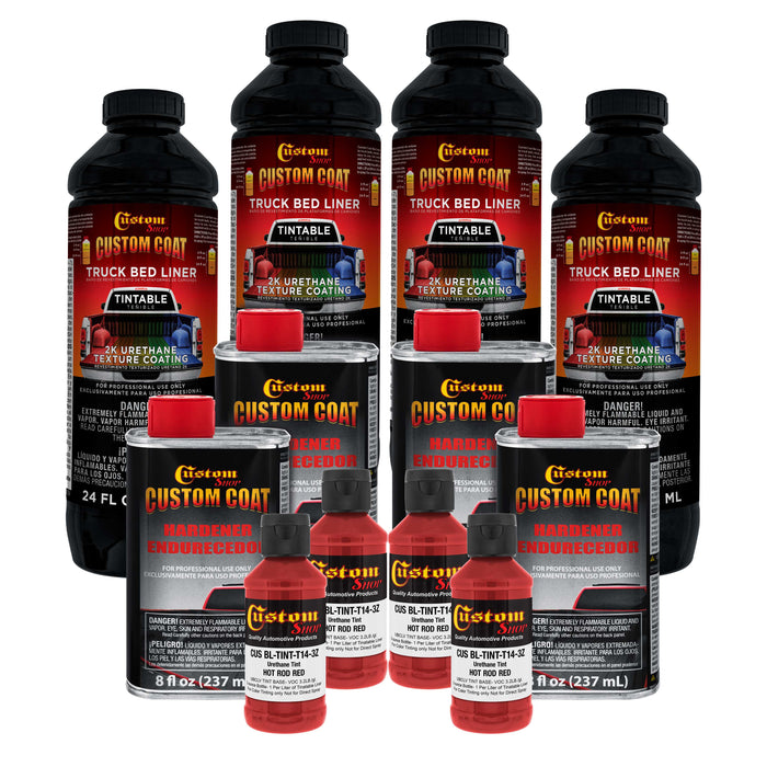 Hot Rod Red 1 Gallon Urethane Spray-On Truck Bed Liner Kit -Easy Mixing, Just Shake, Shoot - Professional Durable Textured Protective Coating