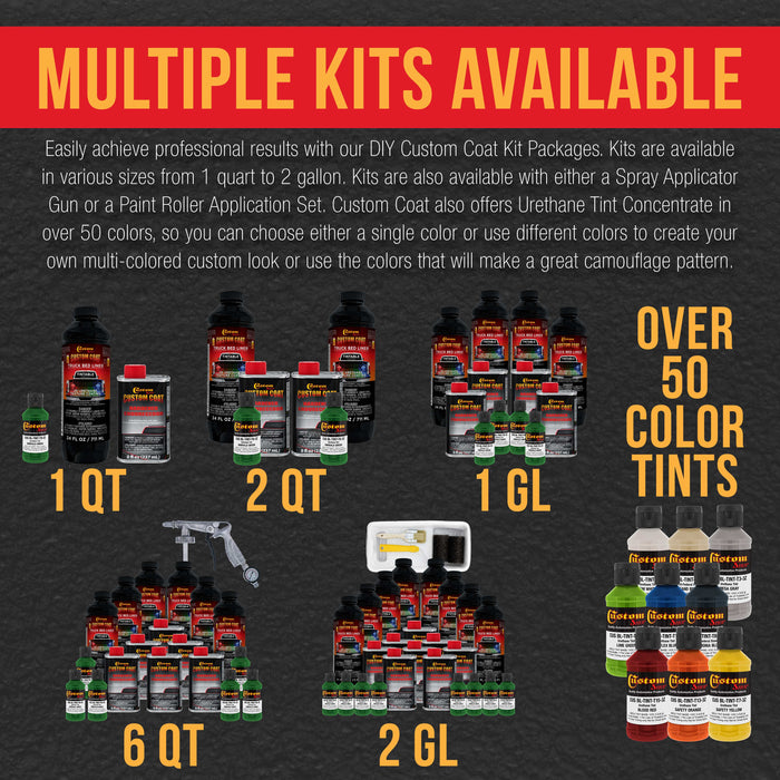 Emerald Green 2 Gallon Urethane Roll-On, Brush-On or Spray-On Truck Bed Liner Kit with Roller and Brush Applicator Kit - Textured Protective Coating