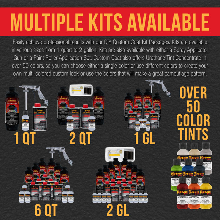Federal Standard Color #36375 Light Gray T9 Urethane Roll-On, Brush-On or Spray-On Truck Bed Liner, 2 Quart Kit with Roller Applicator Kit