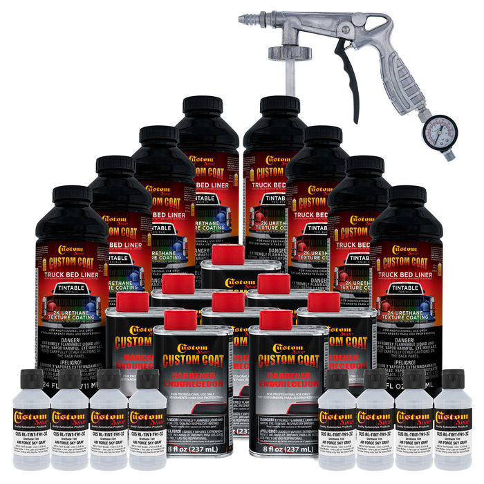 Federal Standard Color #36473 Air Force Gray T91 Urethane Spray-On Truck Bed Liner, 2 Gallon Kit, Spray Gun & Regulator - Textured Protective Coating