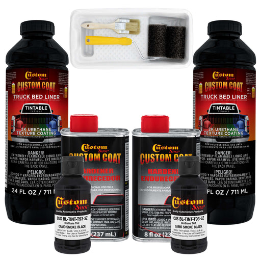 Federal Standard Color #37031 Camo Smoke Black T93 Urethane Roll-On, Brush-On or Spray-On Truck Bed Liner, 2 Quart Kit with Roller Applicator Kit