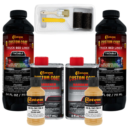 Federal Standard Color #30266 Golden Sand T96 Urethane Roll-On, Brush-On or Spray-On Truck Bed Liner, 2 Quart Kit with Roller Applicator Kit