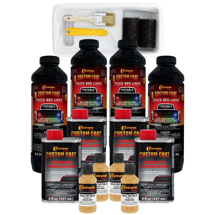 Federal Standard Color #30266 Golden Sand T96 Urethane Roll-On, Brush-On or Spray-On Truck Bed Liner, 1 Gallon Kit with Roller Applicator Kit