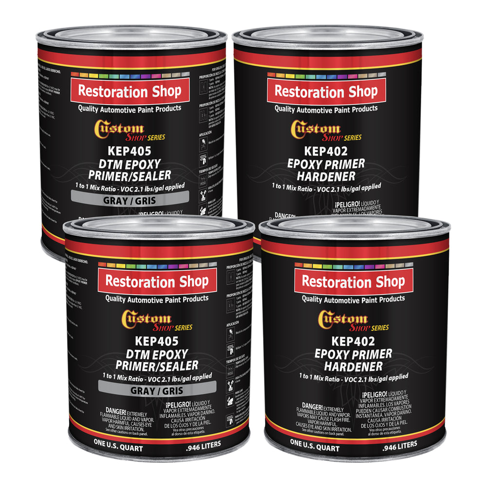 Gray Epoxy Primer & Sealer 2.1 VOC (Gallon Kit) Anti-Corrosive DTM High-Performance Primer for Automotive & Industrial Use - 1 Sprayable Gallon