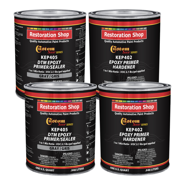 Gray Epoxy Primer & Sealer 2.1 VOC (Gallon Kit) Anti-Corrosive DTM High-Performance Primer for Automotive & Industrial Use - 1 Sprayable Gallon