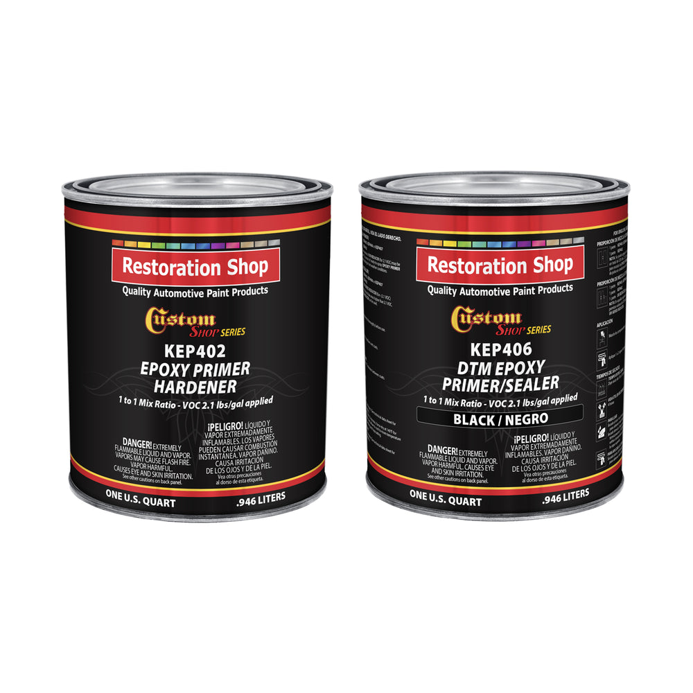 Black Epoxy Primer & Sealer 2.1 VOC (1/2 Gallon Kit) Anti-Corrosive DTM High-Performance Primer for Automotive & Industrial Use - 1 Sprayable Half Gallon