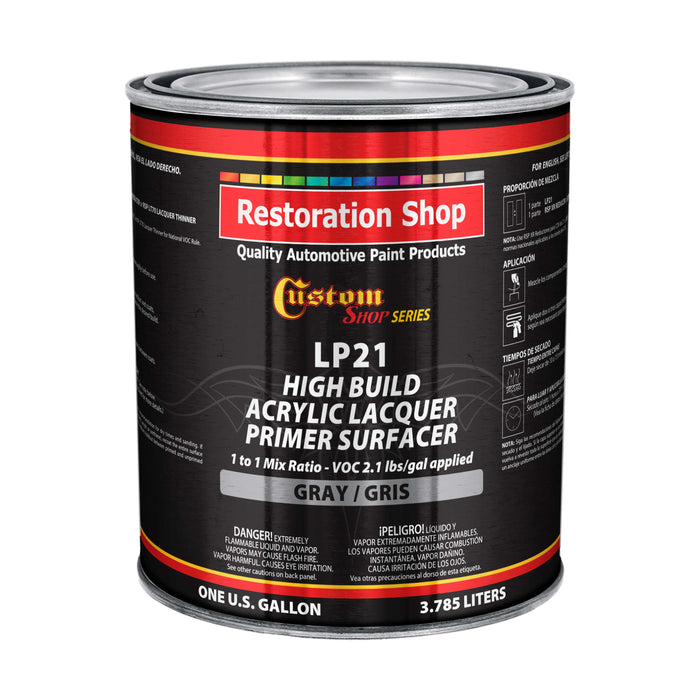 High Build Acrylic Lacquer Primer Surfacer, 1 Gallon - Fast Filling, Drying, Easy Sanding, Excellent Adhesion - Apply Over Metal Steel, Body Filler
