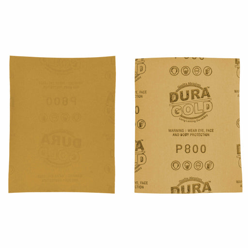 800 Grit Gold - 1/4 Sheet Plain Backing Sandpaper 5.5" x 4.5" - For Palm Sanders - Box of 400