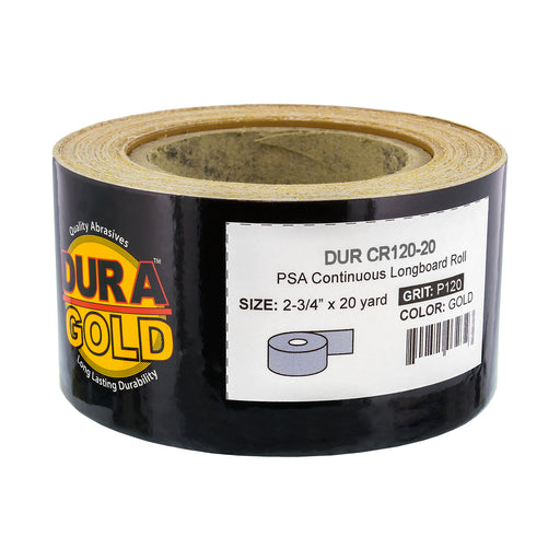 120 Grit Gold - Longboard Continuous Roll PSA Stickyback Self Adhesive Sandpaper 20 Yards Long by 2-3/4" Wide