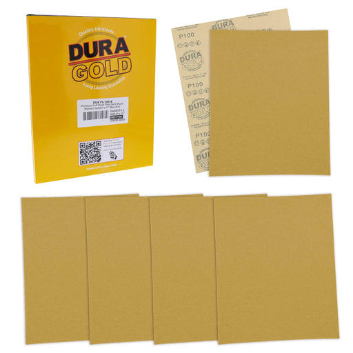 100 Grit, Full Size 9" x 11" Sheets, Wood Workers Gold - Box of 6 Sheets - Hand Sand Block Sanding, Cut to Use On Sanders