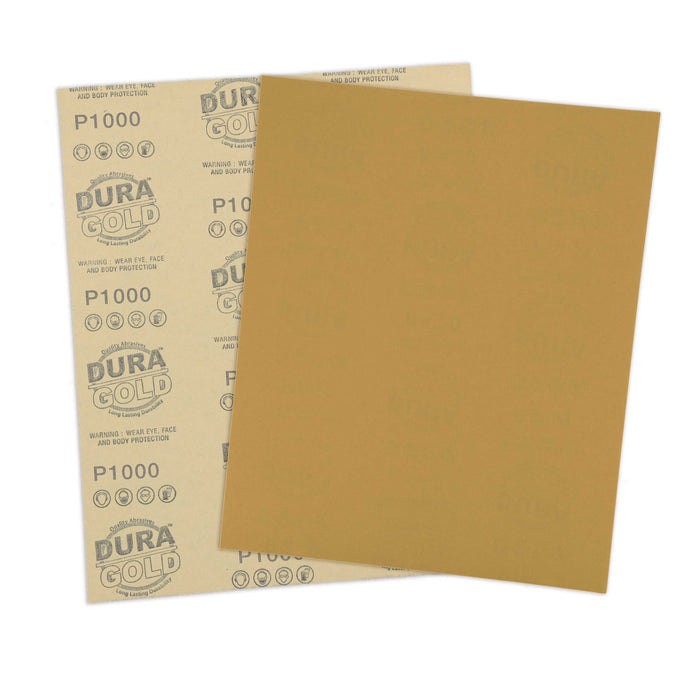 1000 Grit, Full Size 9" x 11" Sheets, Wood Workers Gold - Box of 10 Sheets - Hand Sand Block Sanding, Cut to Use On Sanders