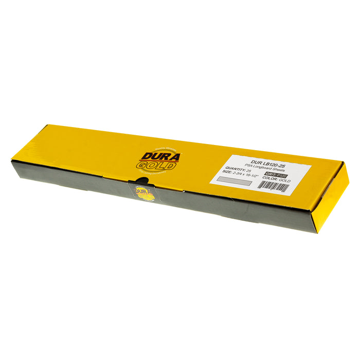 120 Grit - Gold - Longboard Sheets 2-3/4" wide by 16-1/2" long - PSA Self Adhesive Stickyback Sandpaper - Box of 20