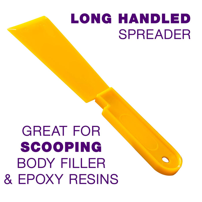 Custom Shop - Long Handle Body Filler Spatula Goop Scoop Spreader (Pack of 2) - Autobody Dent Repair - Use for Epoxy Resins, Acrylic Paint Pouring Art