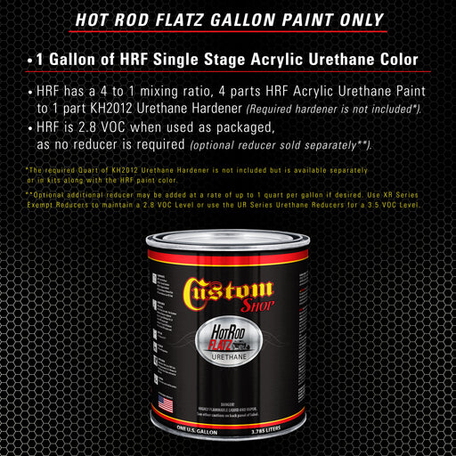 Grand Prix White - Hot Rod Flatz Flat Matte Satin Urethane Auto Paint - Paint Gallon Only - Professional Low Sheen Automotive, Car Truck Coating, 4:1 Mix Ratio