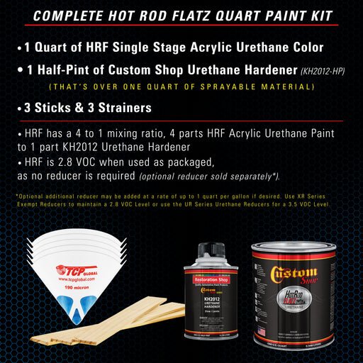 True Blue Firemist - Hot Rod Flatz Flat Matte Satin Urethane Auto Paint - Complete Quart Paint Kit - Professional Low Sheen Automotive, Car Truck Coating, 4:1 Mix Ratio