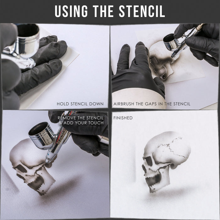Custom Shop Airbrush Stencil Skull Design Set #9 (8 Different Mini Skull Designs) - 8 Laser Cut Reusable Templates
