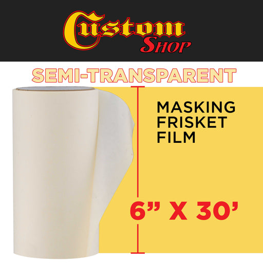 Custom Shop 6" x 30' Roll of Semi-Transparent Masking Film/Frisket for Artists, Airbrush Graphics, Automotive, Tracing, Cutting Templates, Stencils