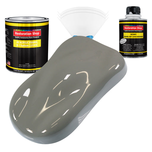 Dove Gray Acrylic Enamel Auto Paint - Complete Quart Paint Kit - Professional Single Stage Automotive Car Equipment Coating, 8:1 Mix Ratio 2.8 VOC