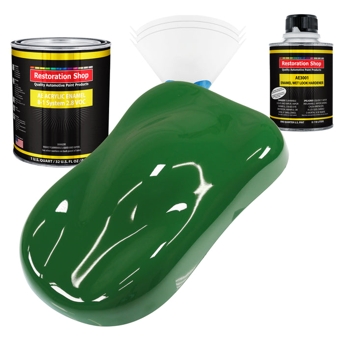 Emerald Green Acrylic Enamel Auto Paint - Complete Quart Paint Kit - Professional Single Stage Automotive Car Truck Coating, 8:1 Mix Ratio 2.8 VOC