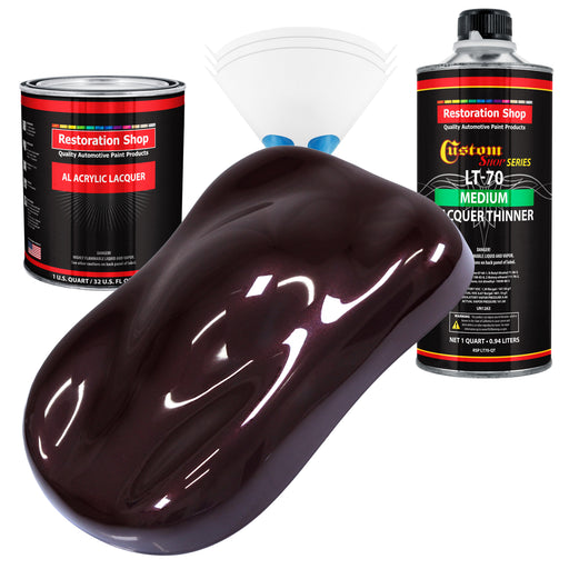Black Cherry Pearl - Acrylic Lacquer Auto Paint - Complete Quart Paint Kit with Medium Thinner - Professional Automotive Car Truck Refinish Coating
