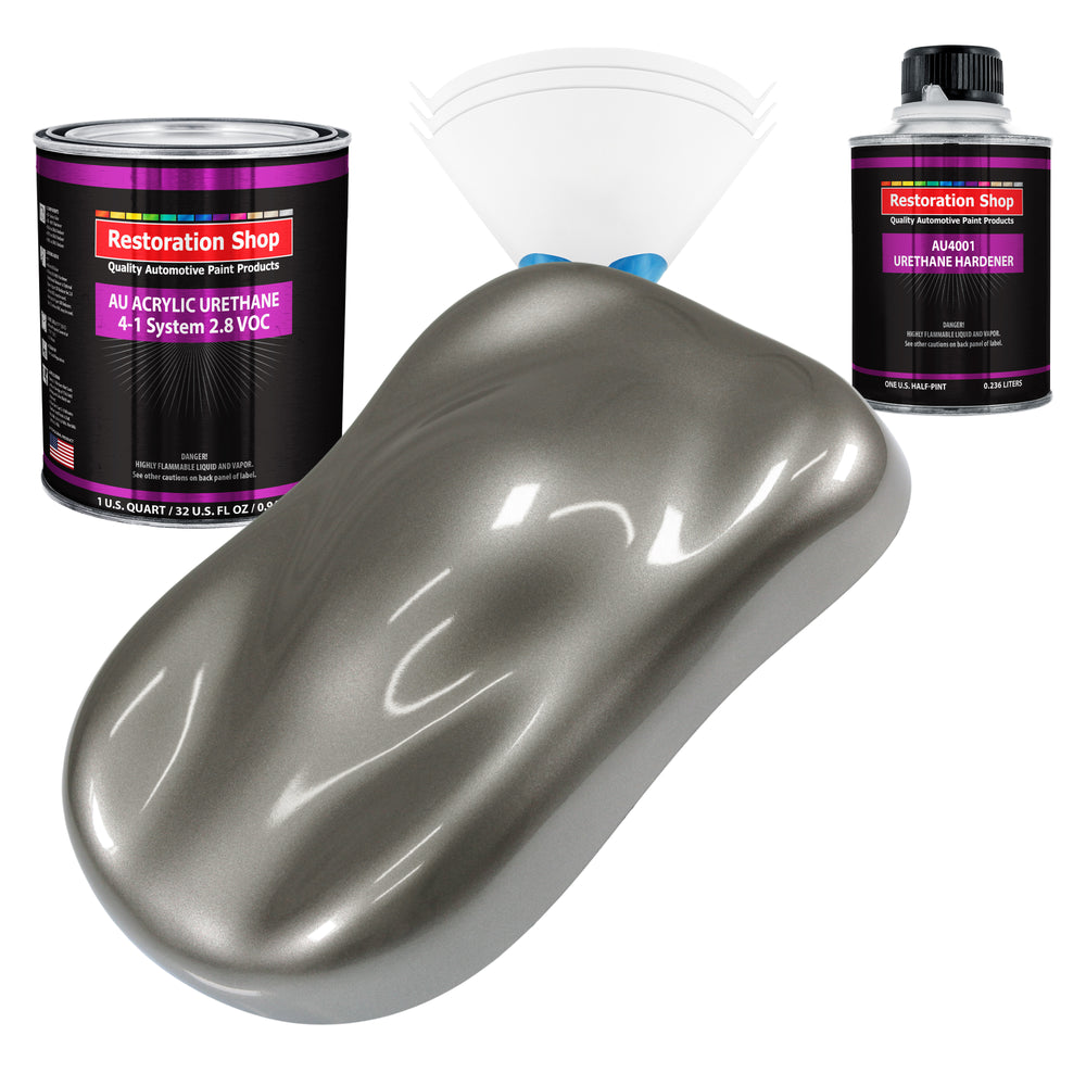 Graphite Gray Metallic Acrylic Urethane Auto Paint - Complete Quart Paint Kit - Professional Single Stage Automotive Car Coating 4:1 Mix Ratio 2.8 VOC
