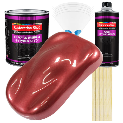 Candy Apple Red Metallic Acrylic Urethane Auto Paint - Complete Gallon Paint Kit - Pro Single Stage Automotive Car Truck Coating 4:1 Mix Ratio 2.8 VOC