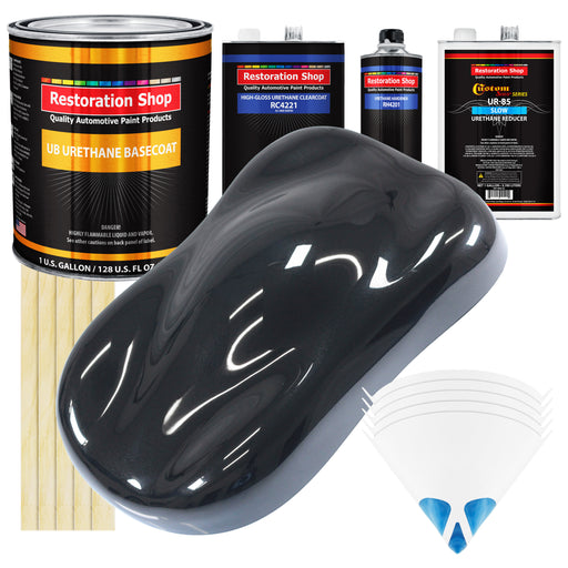 Phantom Black Pearl - Urethane Basecoat with Clearcoat Auto Paint - Complete Slow Gallon Paint Kit - Professional Gloss Automotive Car Truck Coating