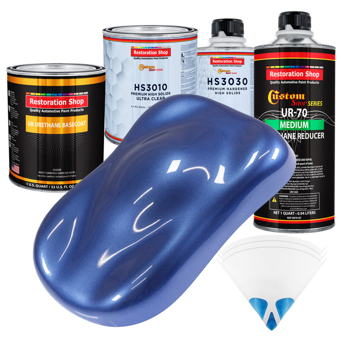 Cosmic Blue Metallic - Urethane Basecoat with Premium Clearcoat Auto Paint - Complete Medium Quart Paint Kit - Professional Gloss Automotive Coating