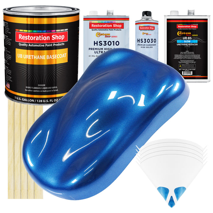 Burn Out Blue Metallic - Urethane Basecoat with Premium Clearcoat Auto Paint - Complete Slow Gallon Paint Kit - Professional Gloss Automotive Coating