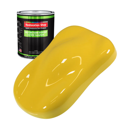 Daytona Yellow - LOW VOC Urethane Basecoat Auto Paint - Quart Paint Color Only - Professional High Gloss Automotive Coating