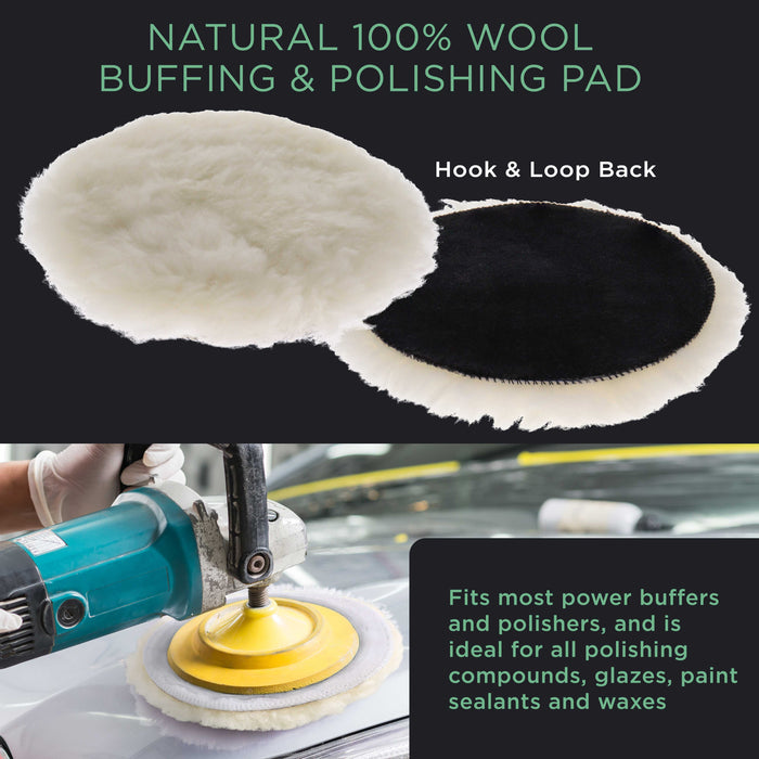 6.5 Inch Buffing Pads Set - 5 Waffle Foam Buffer Pads & 1 Wool Pad for Orbital Buffers, DA Polish Pad for Paint Correction, Polishing Kit for Auto & Boat Gelcoat Detailing
