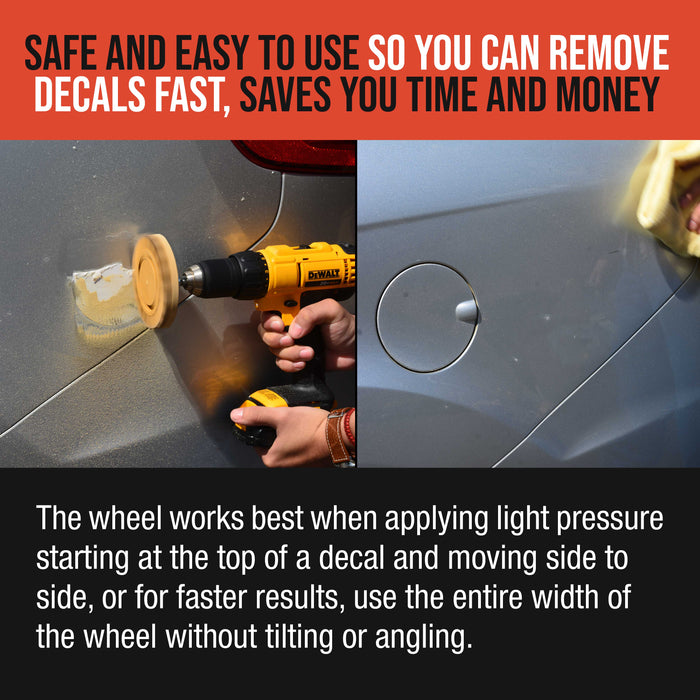 Rubber Eraser Wheel with Drill Adapter - 3.5� Knobby Slotted Edge Pad - Decal Remover Wheel - Sticker Remover Tool - Pinstripe Removal - Removes Adhesives on Car, Auto, Boat, RV & Signs