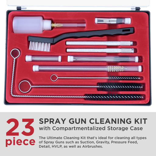 Pro 23 Piece Spray Gun Cleaning Kit with Case for HVLP Air Tool Paint Gravity Detail Airbrush