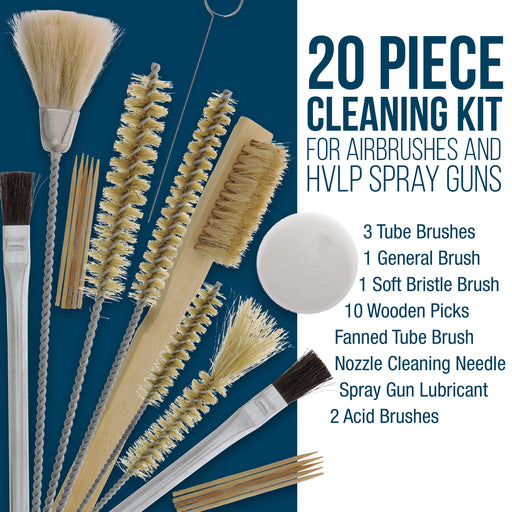 20 Piece Spray Gun Cleaning Kit for HVLP Air Tool Paint Gravity Detail Airbrush Parts