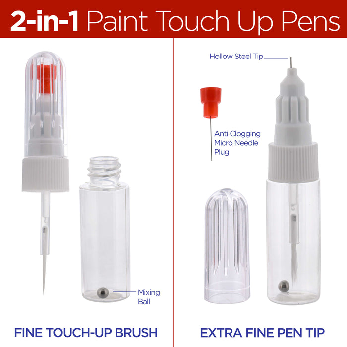 2-in-1 Paint Touch-Up Pens (12-Pack) - 10ml Fillable Applicator for Car Chips & Scratches - Precision Fine Tip Writer Pen Brush