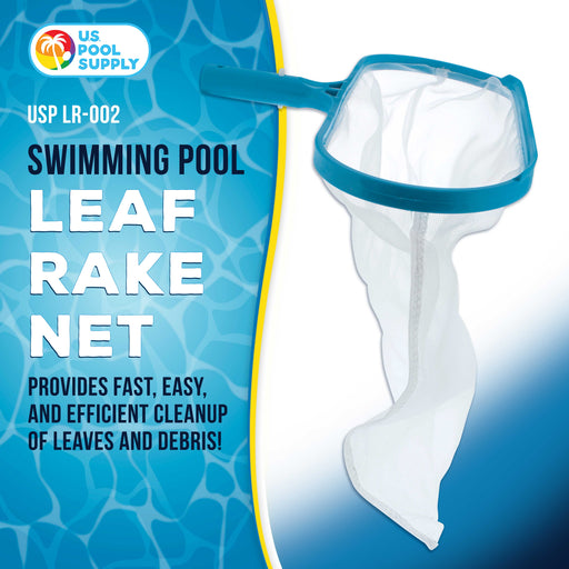 U.S. Pool Supply® 16" Swimming Pool Leaf Rake with Deep 14" Net Bag - Fine Mesh Netting, Clean Pool, Spa - Cleanout Leaves Fast, Debris Pickup Removal