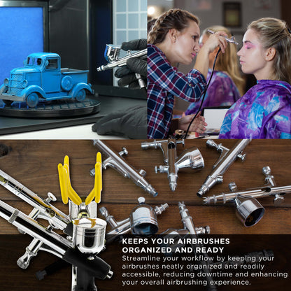 Universal Clamp-On 4-Airbrush Holder - Airbrush Accessories & Supplies for Garage or Workspace