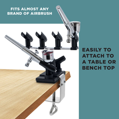 Universal Clamp-On 6-Airbrush Holder - Airbrush Accessories & Supplies for Garage or Workspace