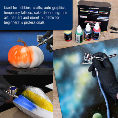 Cool Runner II Dual Fan Airbrushing System Kit - with Air Compressor & 3 Airbrushes, 0.3 mm Gravity & 0.35, 0.8 mm Siphon Feed