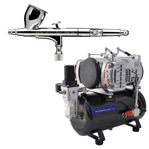 Iwata High Performance Plus HP-C Plus Airbrushing System with TC-828 Twin Piston Air Compressor with Air Storage Tank