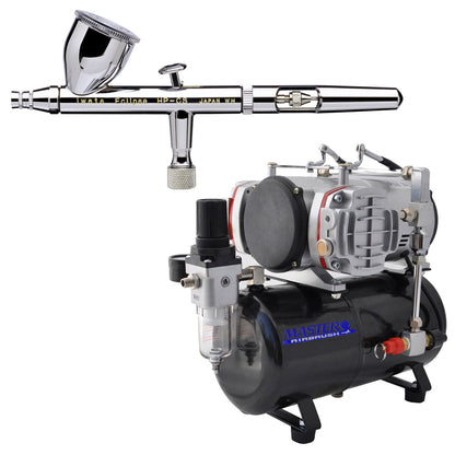Eclipse HP-CS 4207 Dual-Action Airbrush with 0.35 mm. Tip with Twin Cylinder Piston Airbrush Air Compressor with Air Storage