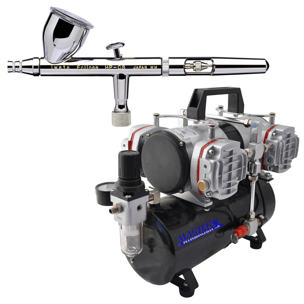 Eclipse HP-CS 4207 Dual-Action Airbrush Kit with High Performance 4 Cylinder Piston Airbrush Air Compressor with Air Storage