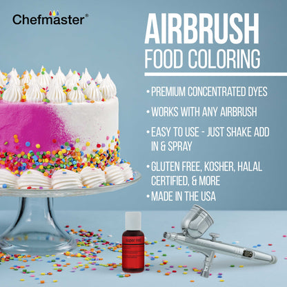 Cake Decorating Airbrushing System Kit with a Set of 4 Food Colors, Gravity Feed Dual-Action Airbrush, Air Compressor, Hose, Case and How-To Guide