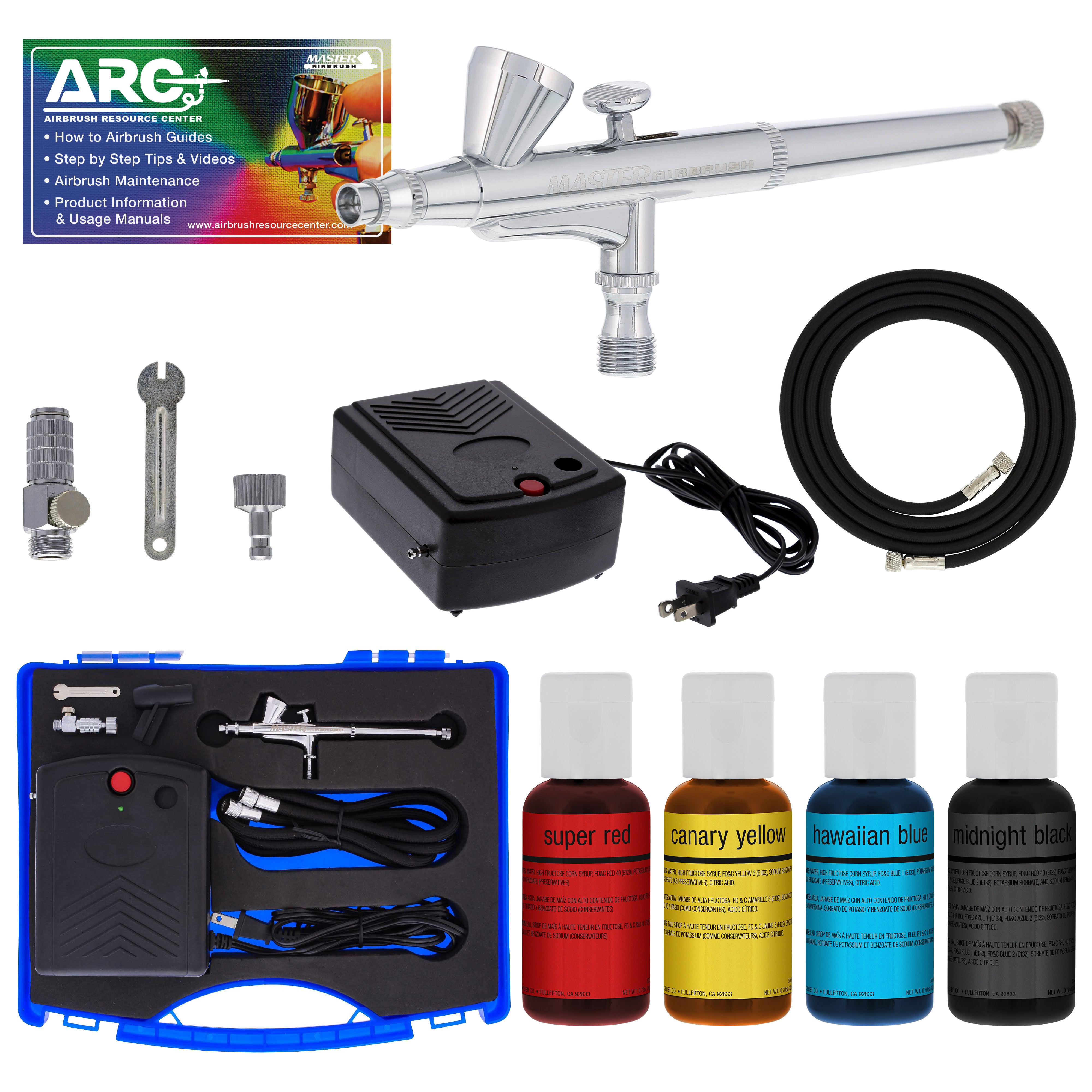 Cake Decorating Airbrushing System Kit with 4 Chefmaster Food