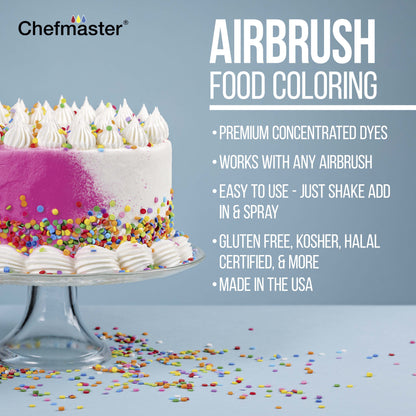 Cake Airbrush Decorating Kit with Siphon Air Brush, Cool Runner II Dual Fan Air Compressor, 12 Edible Chefmaster Food Colors, Hose