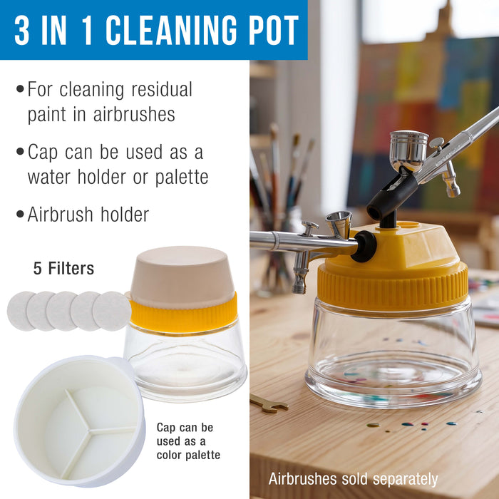 Master Airbrush Cleaning Kit with Cleaning Pot & Solution - Airbrush Cleaner Tools for All Air brush Models