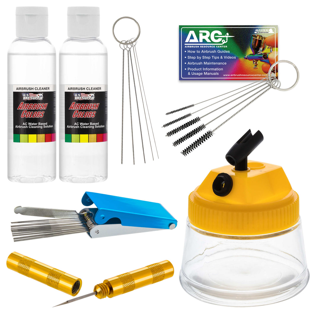 Cleaning Kit with Cleaning Pot & Solution - Airbrush Cleaner Tools for All Air brush Models
