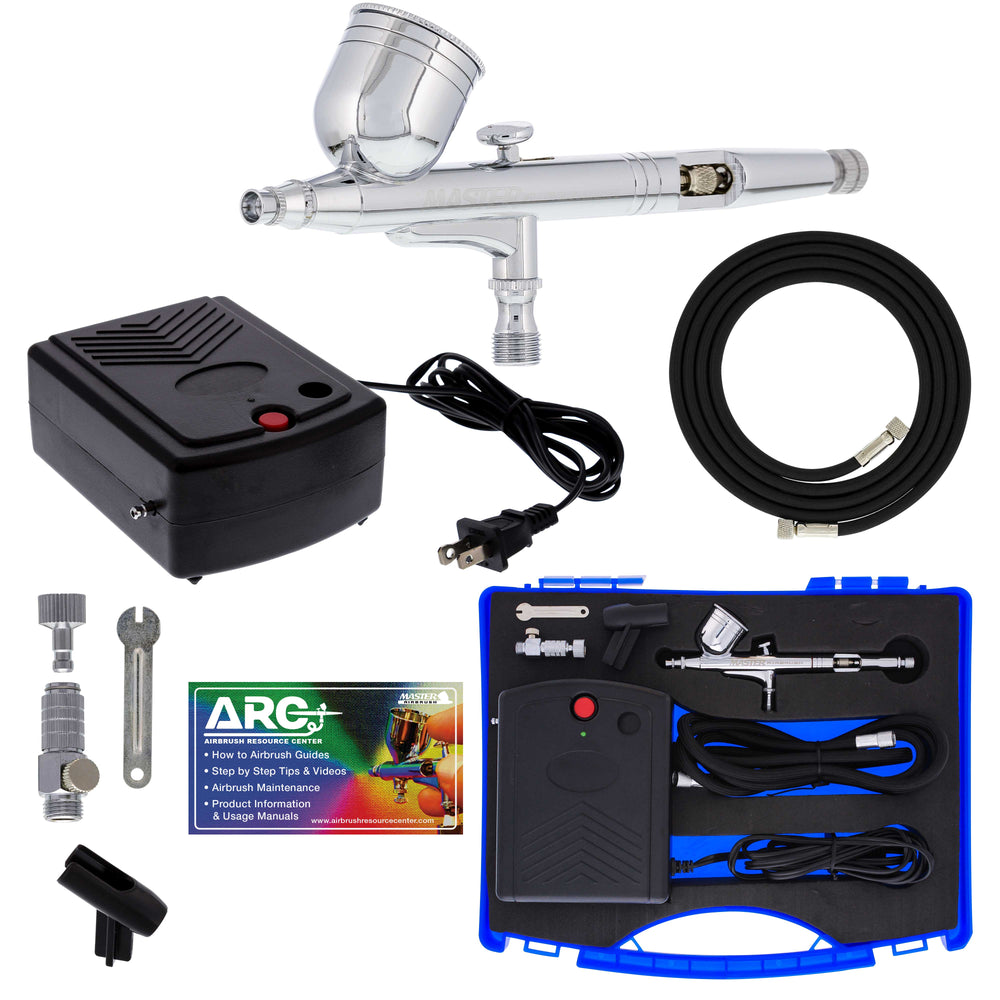 Master Performance G23 Airbrush Kit with Master Compressor Mini Portable TC-22, Air Hose & Case (Includes Booklet)