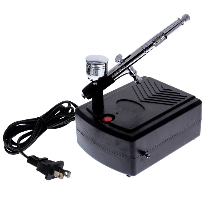 Airbrushing System Kit with a G23 Multi-Purpose Gravity Feed Dual-Action Airbrush with Cup and 0.3mm Tip , Mini Air Compressor, How-To-Airbrush Guide